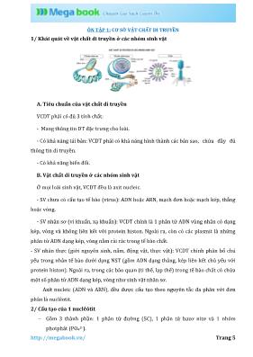 Chuyên đề Ôn tập 1 Cơ sở vật chất di truyền